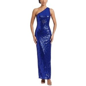 Mac Duggal Sequined Backless Long Column Evening Gown Purple Size 4 Dress